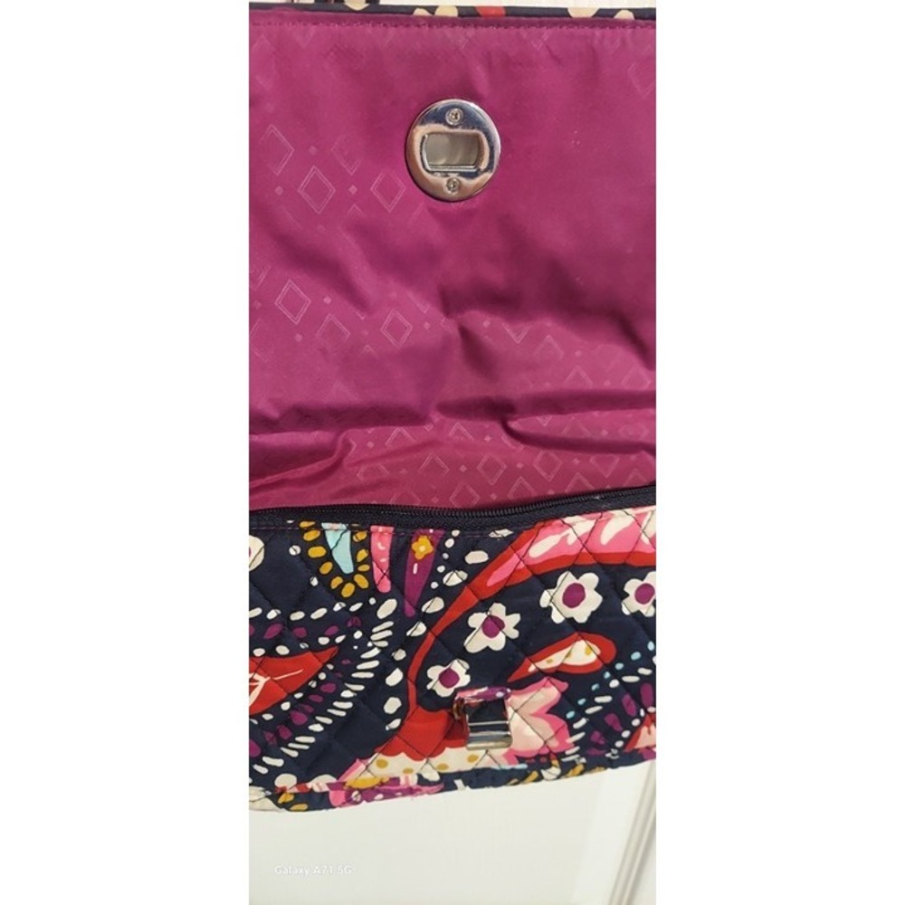 Vera Bradley Quilted Pink And Navy Blue Bag Java Floral Paisley Shoulder Purse - Picture 6 of 9